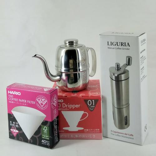 Foto Produk Paket Hario V60 Coffee Dripper 01 + Filter 01 + Grinder Kopi + Teko dari Kopi Jayakarta