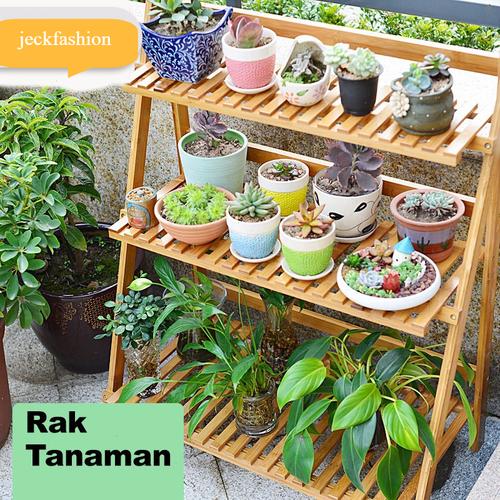 Foto Produk Rak Penyimpanan Rak Tanaman Hias Standing Pot 3 tingkat pajangan Kayu dari jeckfashion