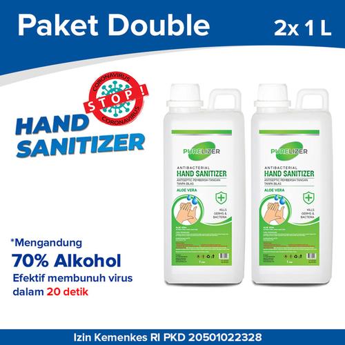 Foto Produk Hand Sanitizer Cair 2 Liter PURELIZER Refill Handsanitizer 1L x2 pcs dari Purelizer