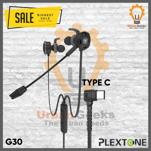 Foto Produk Plextone G30 type C with Mic Stereo Bass Gaming Hammerhead Earphone - Hitam dari Urban Geeks