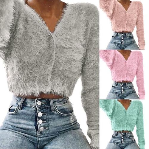 Jual Sweater Crop Top V Neck Lengan 