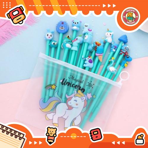 Foto Produk 10pcs Pulpen Set Karakter Biru Free tempat pensil unicorn pvc BD0005 dari Meowmi Fancy Gift Shop