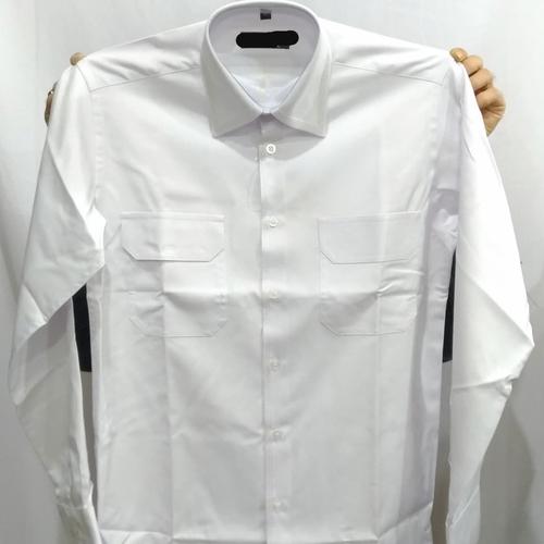 Foto Produk Kemeja Pria Darren Formal Panjang Reguler Benang Tiga Kantong Dua - Putih, XL dari Mega Hero Shirts