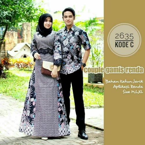 Gambar BAJU COUPLE.GAMIS BATIK SARIMBIT.BAJU BATIK COUPLE GAMIS RENDA. MODERN - Putih dari TRIMOBATIK Kota Pekalongan Tokopedia