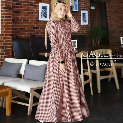 Foto Produk Baju Gamis Syari Wanita Terbaru Parissa Maxi Dress Katun Kotak Murah dari dans shop bdg