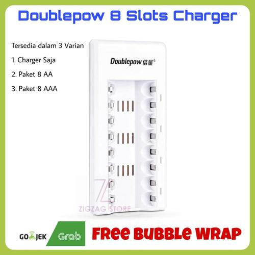 Foto Produk Doublepow Baterai Charger 8 Slots / Paket Baterai Cas 8 AA / 8 AAA - Charger Saja dari ZigZag-Store