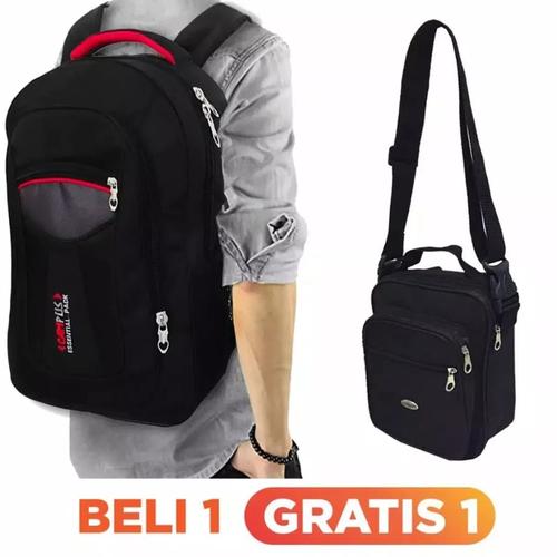 Foto Produk tas ransel polo jumbo tas pria beli satu gratis satu tas selempang - Hitam dari aisyah fashion bandung