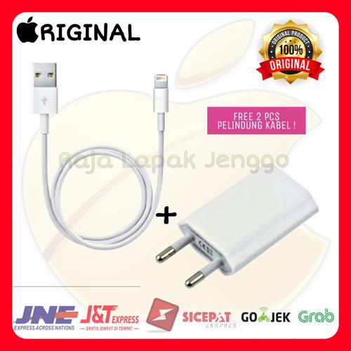 Foto Produk ORIGINAL Charger Iphone ORI Adaptor + Kabel Data Ip 5/5s 6/6+ 7 plus 8 dari Raja Lapakk Jenggo