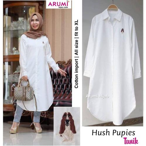 Foto Produk Hush Pupies Tunik kemeja putih tunik busui baju atasan wanita - Putih, XL dari Bie Gallery Olshop