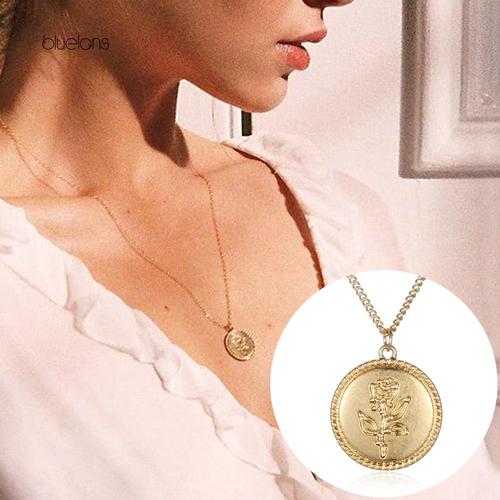 Jual Vintage Round Pendant Rose Pattern 