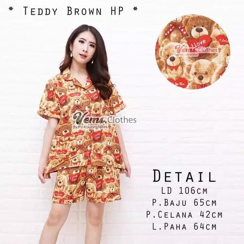 Foto Produk Baju Tidur Piyama Wanita/Cewek Pajamas Dewasa Katun Hp Teddy Love dari Chel'z Shop