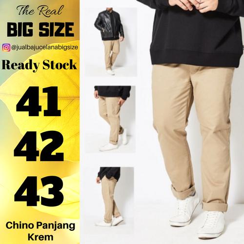 Foto Produk Celana Pria Chino Panjang Big Size 44 43 42 Hitam Khaki Mocca Krem Abu dari Baju Celana Big Size
