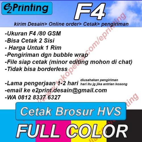 Jual Print Cetak Brosur Hvs F4 Full Color Warna 70 80 Gsm Per Rim 70 Gsm 1 Sisi Kota Tangerang Selatan E Eprintingsupplies Tokopedia