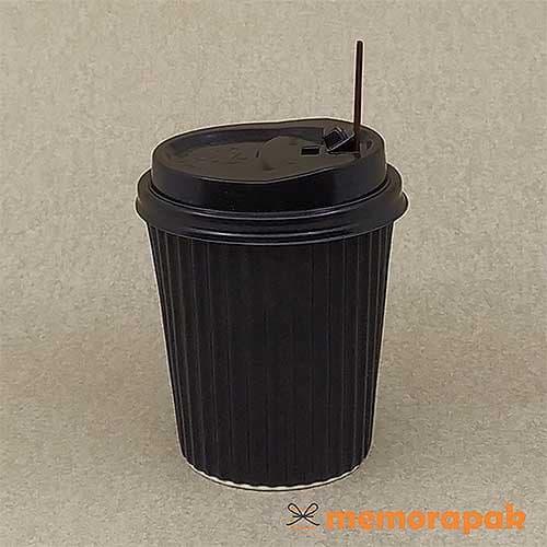 Jual Paper Cup 8 oz W-Barrier Hitam + Tutup Hitam + Stirrer - Kota ...