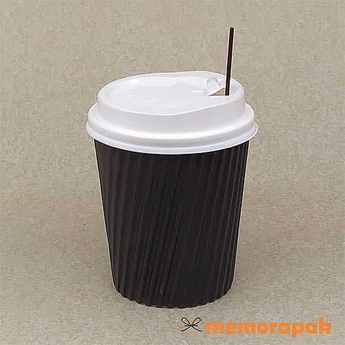 Jual Paper Cup 8 oz W-Barrier Hitam + Tutup Putih + Stirrer - Kota ...