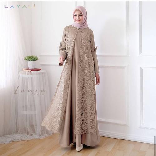 Foto Produk Baju Gamis Syari Wanita Terbaru Laura Maxi Dress Brukat Termurah - Maroon dari hijabafwa