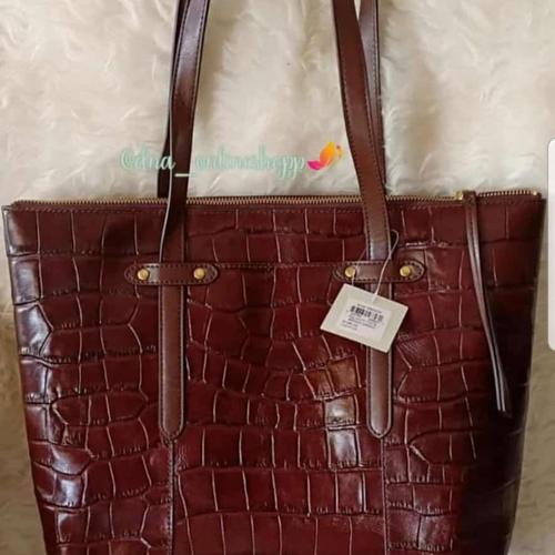 fossil felicity tote brown croco