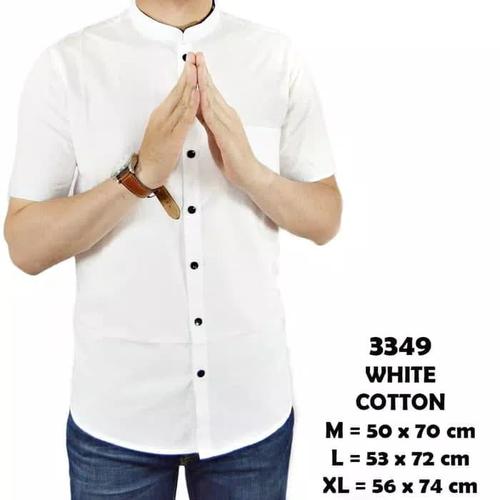 Foto Produk KEMEJA SHANGHAI PRIA LENGAN PENDEK PUTIH CASUAL KERAH TEGAK KOKO - Putih, M dari Goome Fashion Indonesia