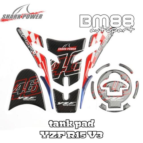 Foto Produk Tank Pad Set ( Tankpad + Fuelpad ) Yamaha YZF R15 V3 - Shark Power dari BarokahMotor88