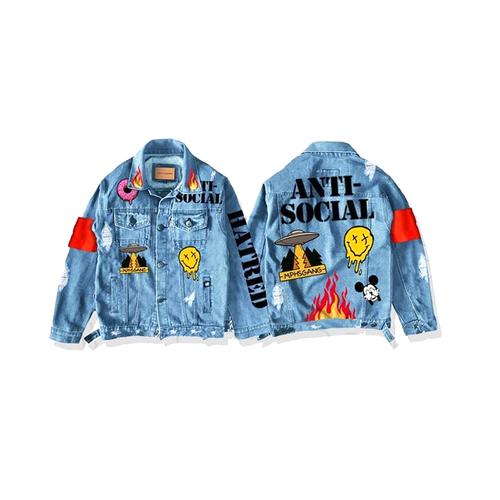 yellow leopard print denim jacket