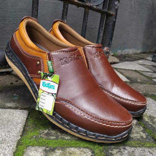Foto Produk Sepatu Casual Pria Bahan Kulit Asli Kasual Slip On Kode KC.13 dari rif&lif store