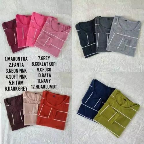 Foto Produk Kaos salur Adeline wanita jumbo L XL XXL lengan panjang spandek - Warna Didiskrip, XXL dari M&Hfashion
