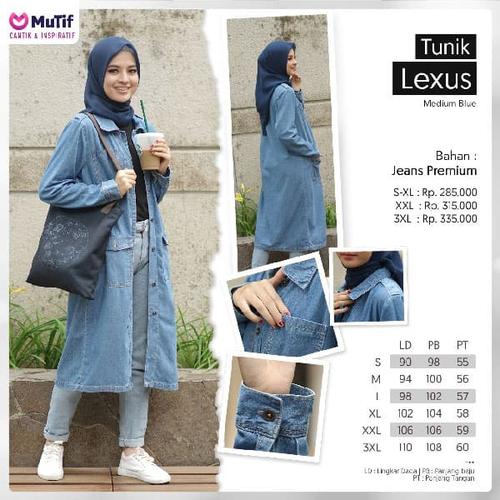 Foto Produk baju muslimah tunik blazer mutif jeans LEXUS - Medium Blue, XL dari mofikstore