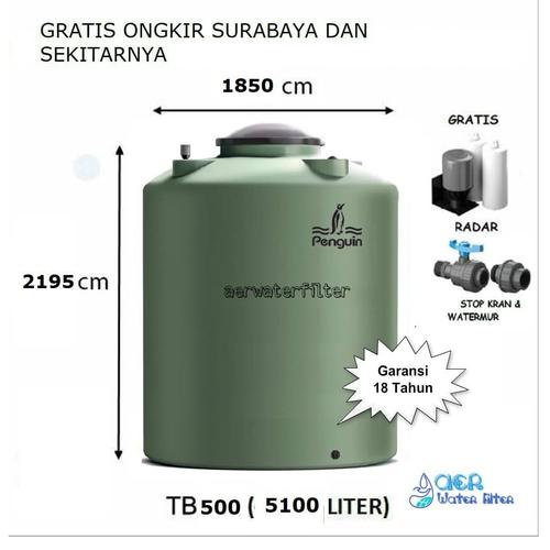 Jual Tangki / Tandon / Toren Air merk Penguin tipe TB 500 (5100L