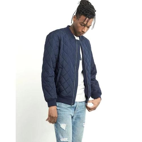 grey quilted bomber jacket