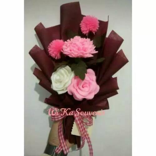 Jual BUKET BUNGA FLOWER BOUQUET PINK ROSE UTK WISUDA,ANNIVERSARY,DLL