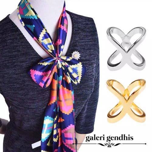 Foto Produk Ring Hijab X Classic Simple - Bros Cincin Kerudung Jilbab Syal Scarf - Gold dari Gendhis_23
