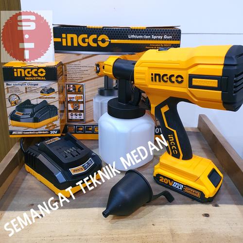 Gambar CSGLI2001 SPRAY GUN LISTRIK CORDLESS SEMPROTAN ANGIN CAT 20V 2AH INGCO dari Semangat Teknik undefined Tokopedia