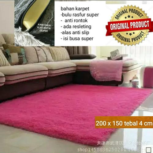 Foto Produk Karpet bulu SUPER 200 X 150 CM TEBAL4 CM Anti Slip bintik - Hitam dari BROUMmedia