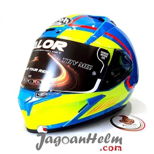 Jual AIROH HELM VALOR BLUE YELLOW 