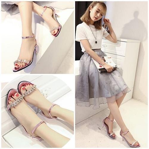 Jual SSX8809-pink Sandal Heels Pesta 