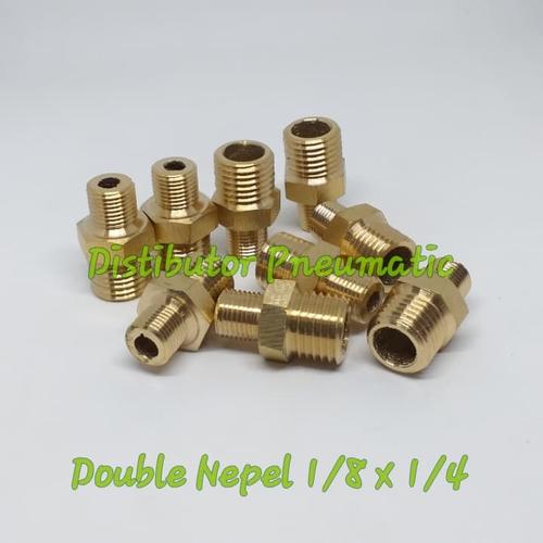 Foto Produk Double Nepel Brass Kuningan 1/8 x 1/4 dari distributor pneumatic