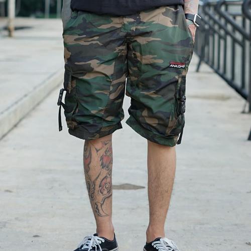 Foto Produk C 007 celana pendek pria santai outdoor loreng army hijau M-L-XL dari Key Distro Bdg
