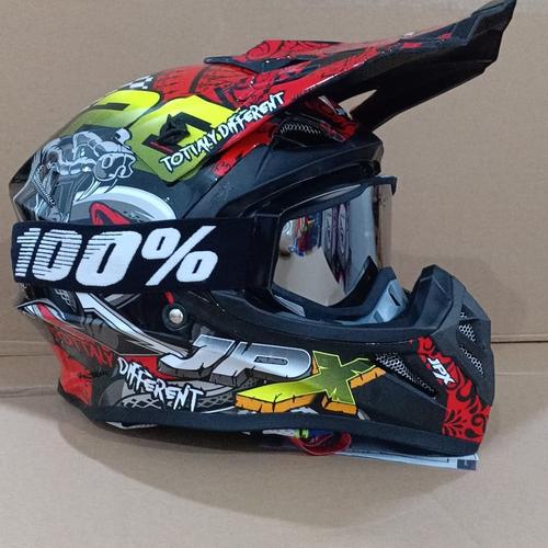 Foto Produk JPX cross X16 black glossy plus google 100 black silver dari Toko Helm.