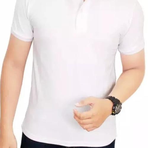 Foto Produk Polo shirt cotton pique polos uk. M,L,XL warna White Clear dari onlinekaosaja