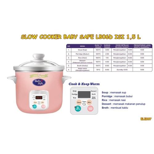 Promo ELEK87 SLOW COOKER BABY SAFE KAPASITAS 1,5 Liter LB06D WARNA PINK