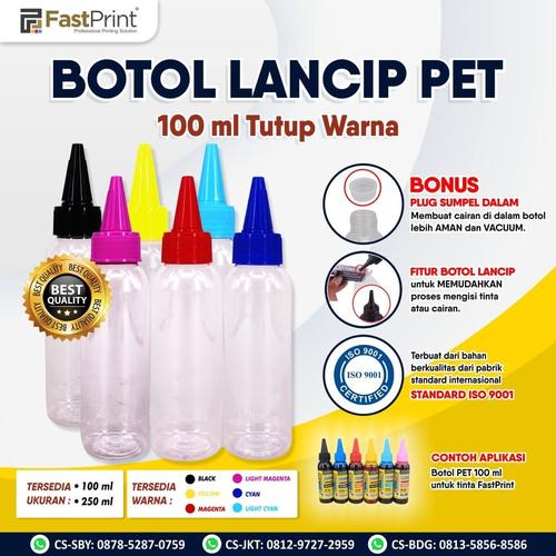 Jual Botol Plastik PET Model Lancip Tutup Warna 100 ML - Biru - Kota