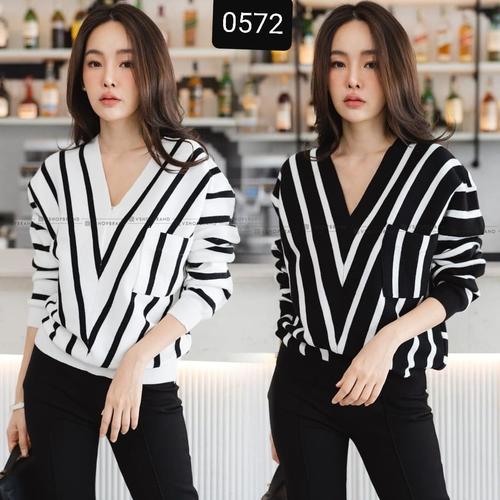 Jual Blouse Mango stripe knitwear 0572 
