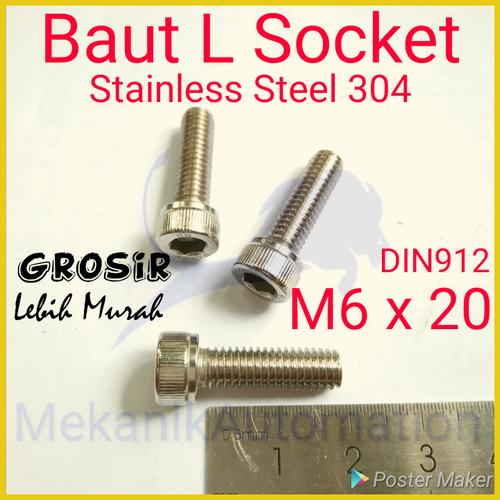 Foto Produk Baut L M6 x 20 SUS304 dari MekanikAutomation