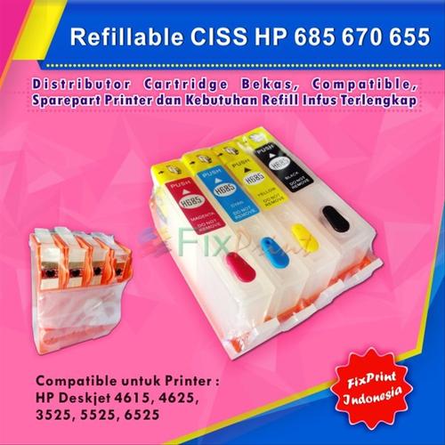 Jual Refillable CISS HP 685 670 655 HP Deskjet 4615 4625 3525 5525 6525 -  Kab. Bekasi - sofia dya | Tokopedia