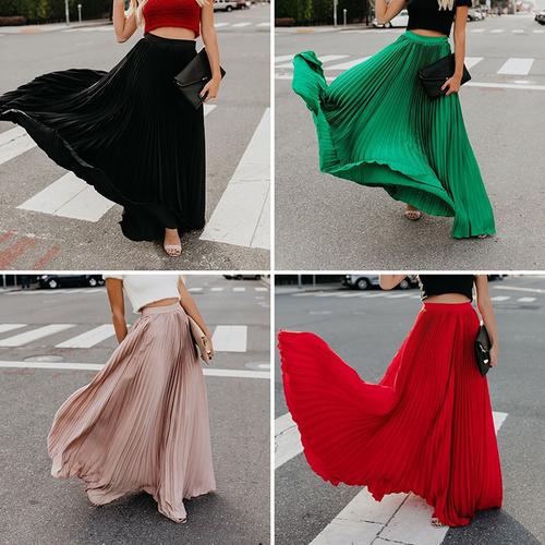 pleated long skirts