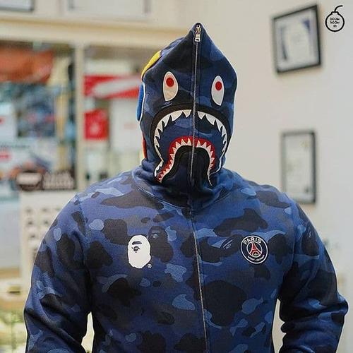 Bape x PSG Shark Full Zip Hoodie Navy - XXL di Boomboomid Sneaker Store |  Tokopedia