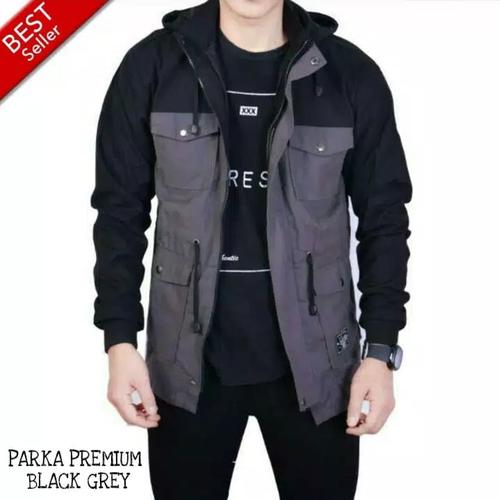 Foto Produk JAKET PARKA KOMBINASI PREMIUM SIZE L/XL - HitamGrey, L dari Warung_Jaket