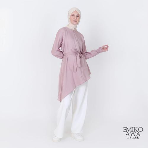 Foto Produk Tunik Baju Atasan Blouse Amelia - Emikoawa Terbaru Premium Free Tali - Dusty Pink dari emikoawa