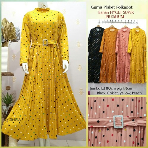 Foto Produk Gamis plisket polkadot warna dari Sethyajaya Collection