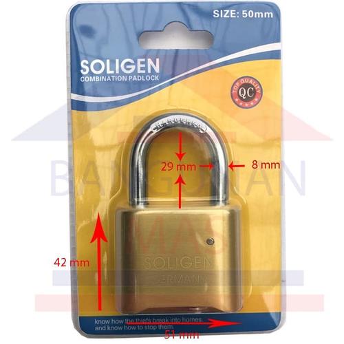 Jual Gembok Nomor Password Soligen 50 mm Pendek (Combination Padlock ...